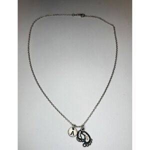 925 Sterling Silver Initial A Baby Feet Charm Necklace Personalized Jewelry